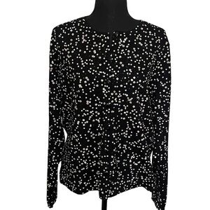Talbots Merino Wool Blend Black Sequins Cardigan Sweater Size XL Button Front